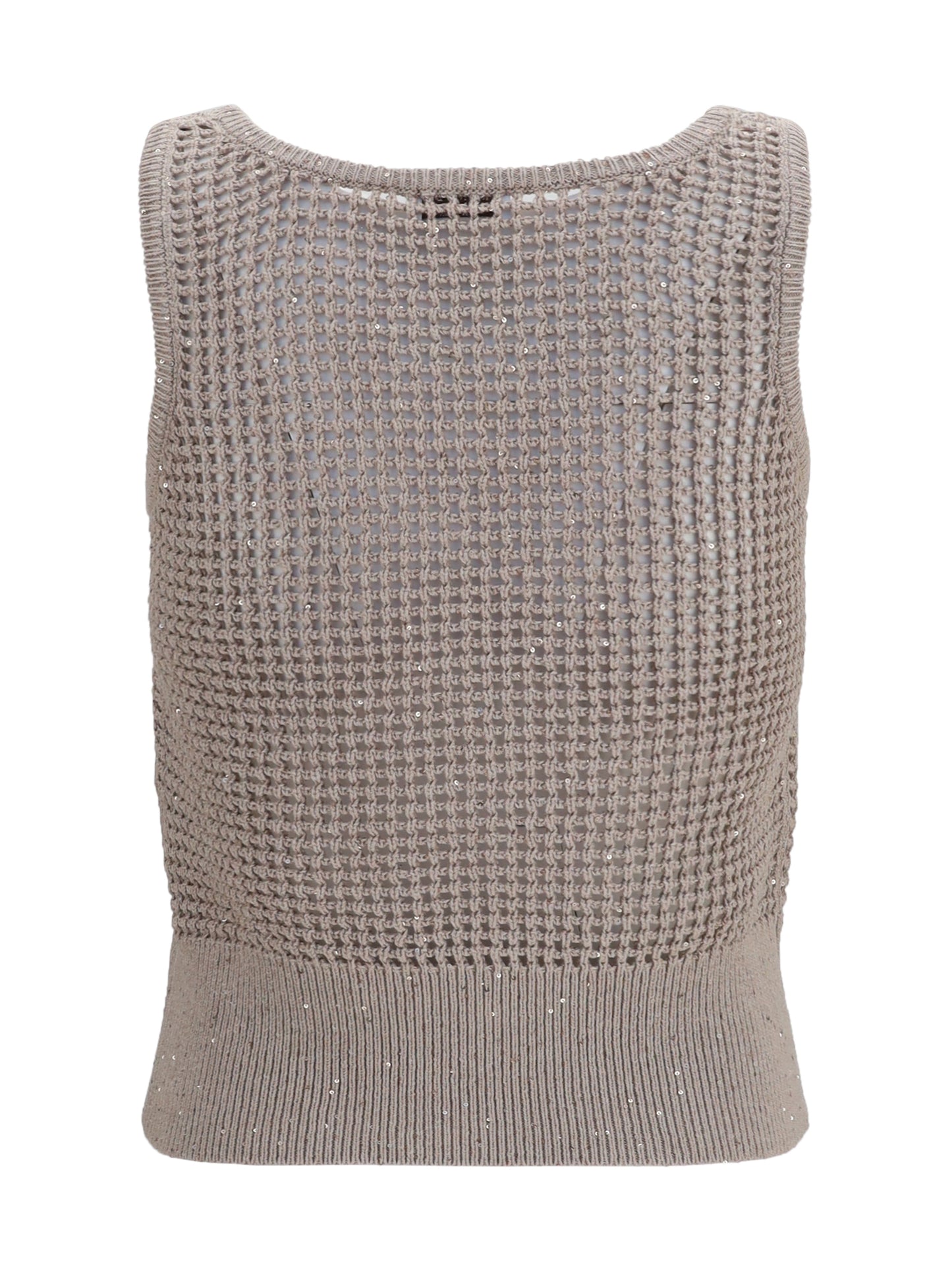 BRUNELLO CUCINELLI Perforated sequin Tank Top