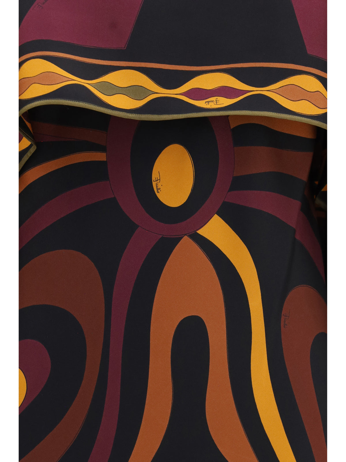 Pucci Silk Dress with shoulder cape - Burgundy Gold