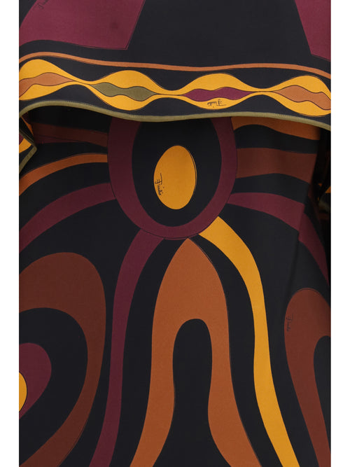 Pucci Silk Dress with shoulder cape - Burgundy Gold