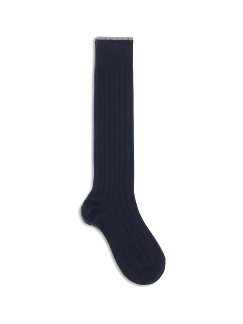 Brunello Cucinelli Ribbed cashmere Socks - Navy+Grigio Dark