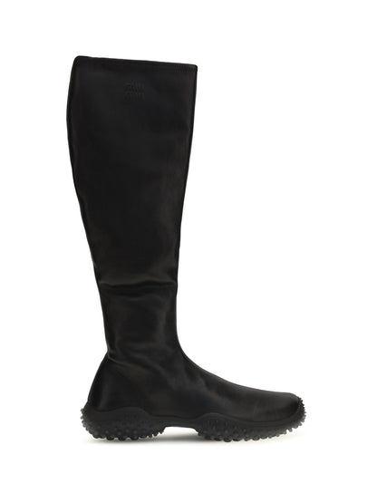 Miu Miu Stretch nappa tall Boots - Black