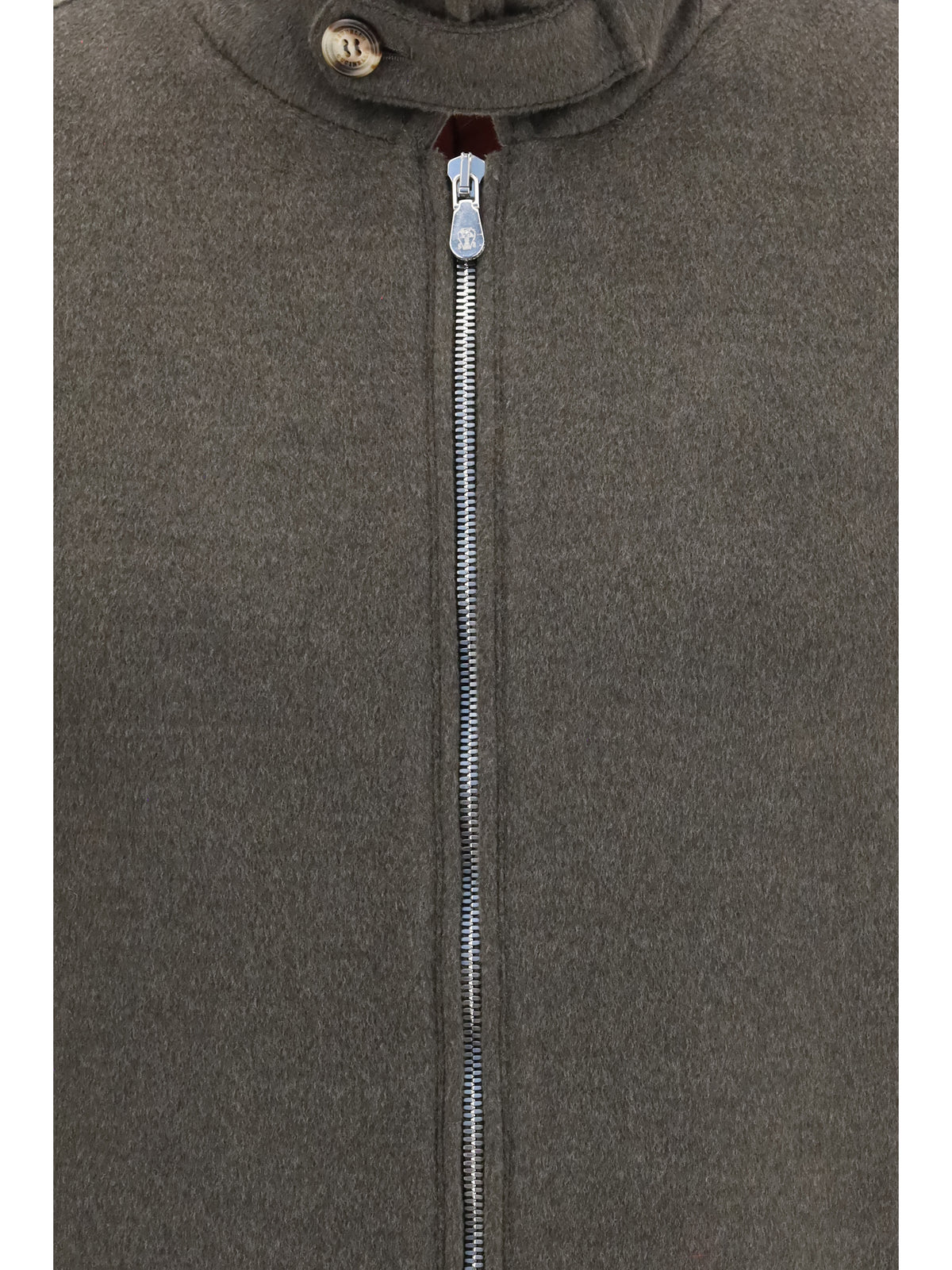 Brunello Cucinelli Wool zip Jacket with high collar - Mud