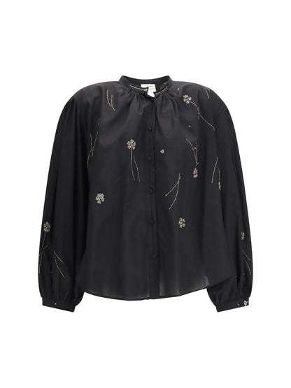 Forte_forte Fleurs d’Orient embroidered voile bohemian Shirt - Black