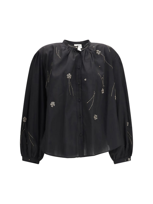 Forte_forte Fleurs d’Orient embroidered voile bohemian Shirt - Black