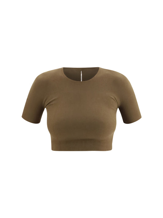 Wolford Seamless fitted sports T-shirt - Olive Dust
