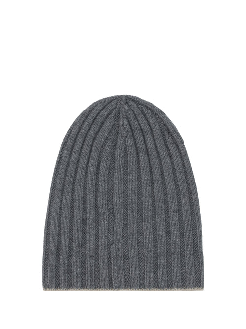 Brunello Cucinelli Beanie Hat - Grey Scuro+Sabbia