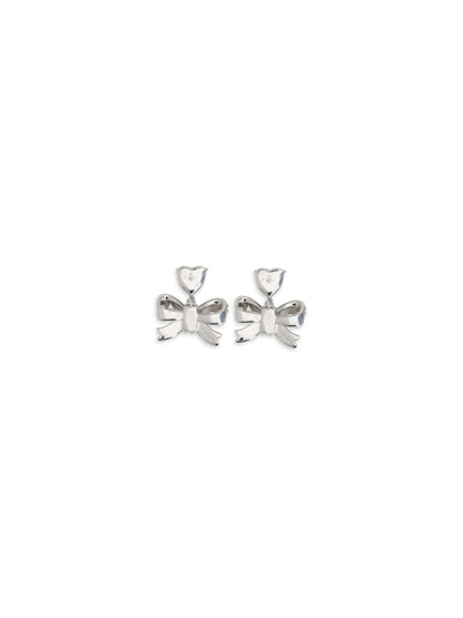 SELF-PORTRAIT Heart-shaped crystal bow drop Earrings