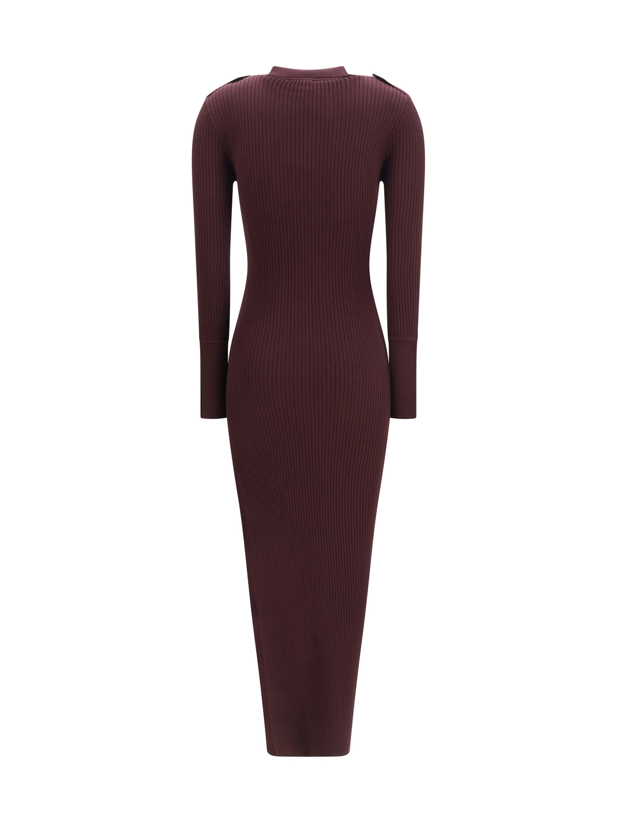 Courrèges Rib knit polo long Dress - Burgundy