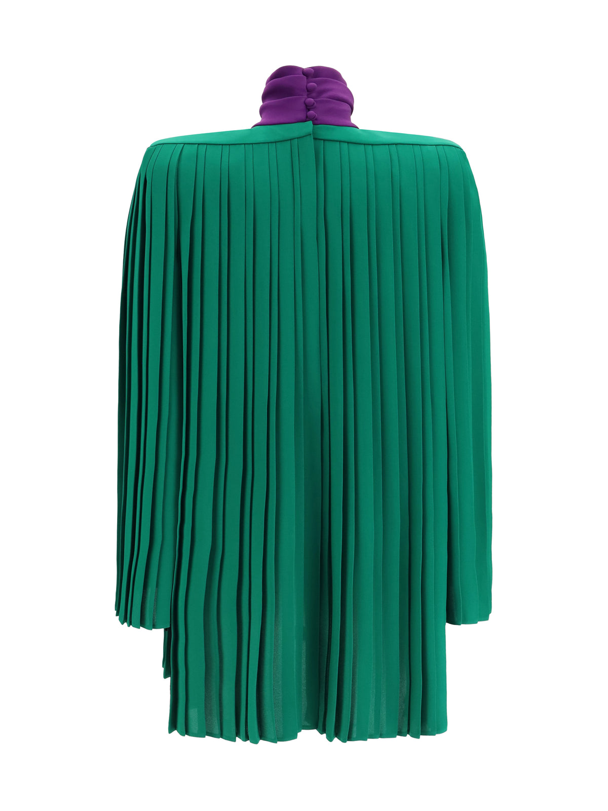 Valentino Pleated Georgette Top - Antic Green/Purple Orchid