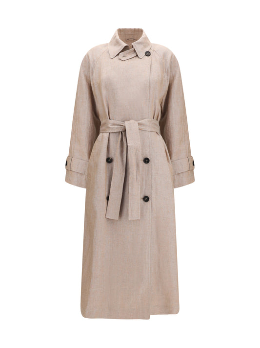 BRUNELLO CUCINELLI Linen Trench coat with lurex