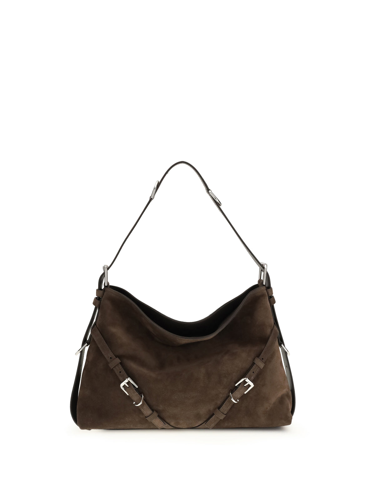 Givenchy Medium Voyou Shoulder Bag in glossy leather - Ebony Brown