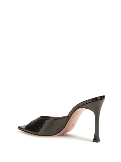 Amina Muaddi Alexa Croc-Effect Sandals - Shiny Coffee Snake