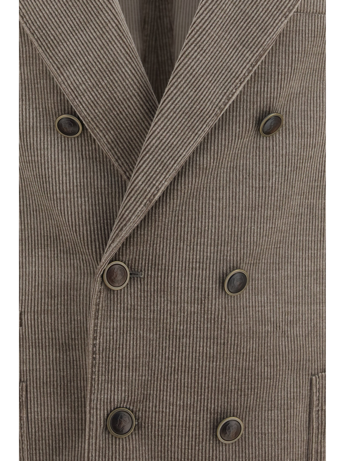 Brunello Cucinelli Double-breasted corduroy Jacket - Granito