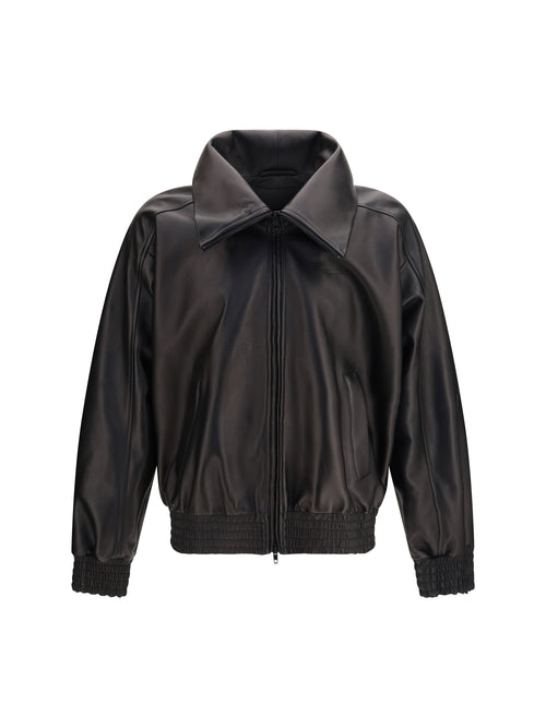 Balenciaga High-neck leather Jacket - Black
