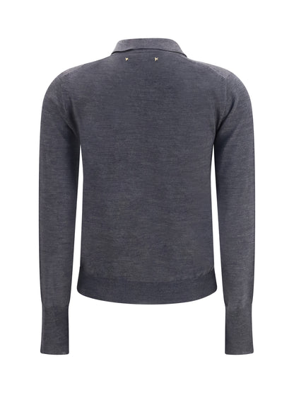 Golden Goose Long sleeve merino wool Polo - Anthracite