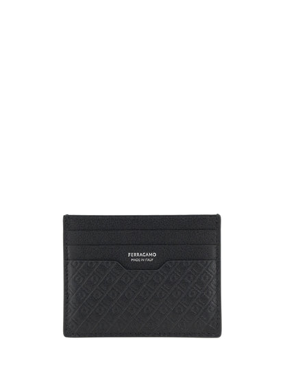 Ferragamo Leather Card Holder - Black