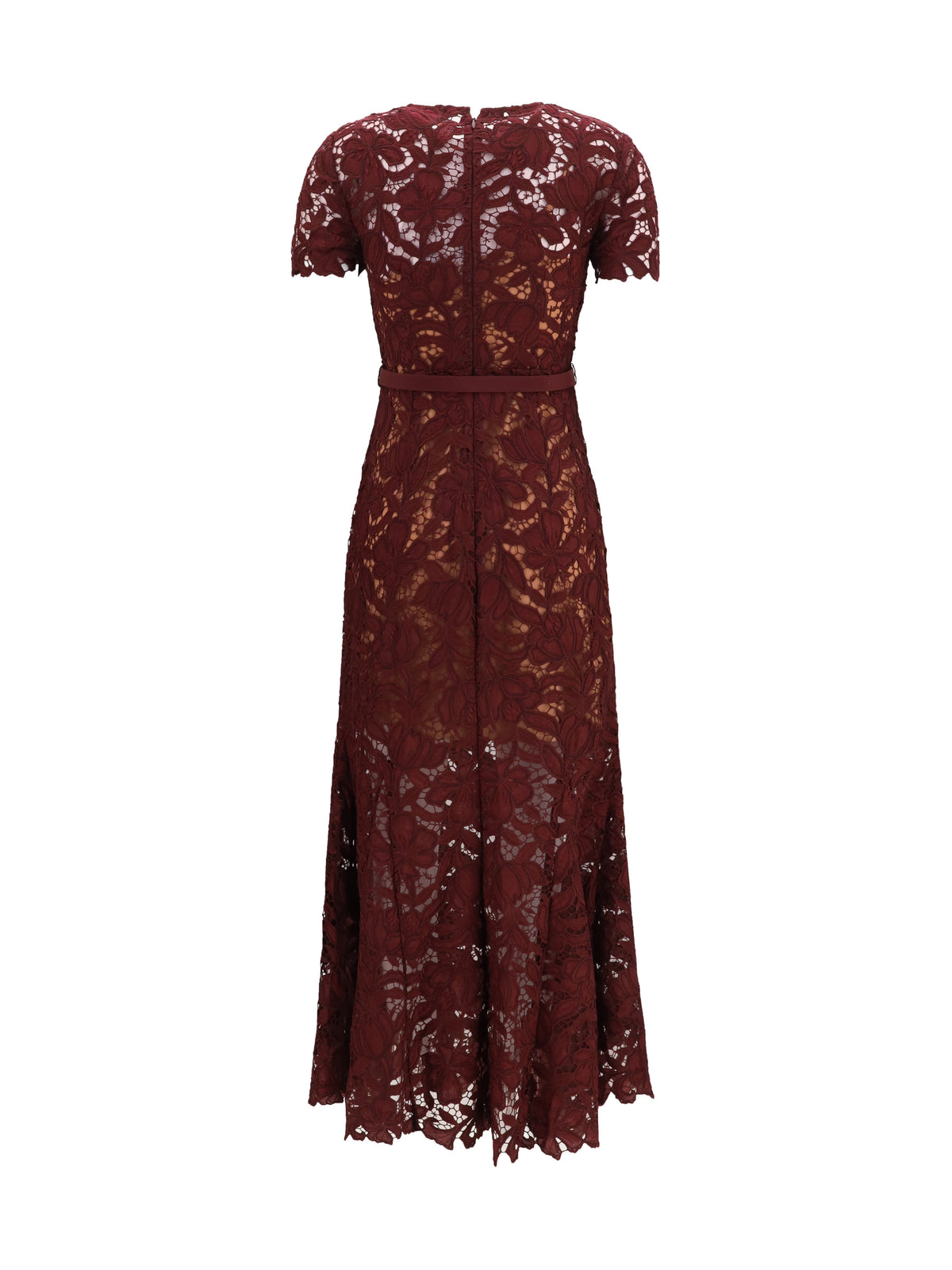 Self-Portrait Midi lace Dress - Burgundy