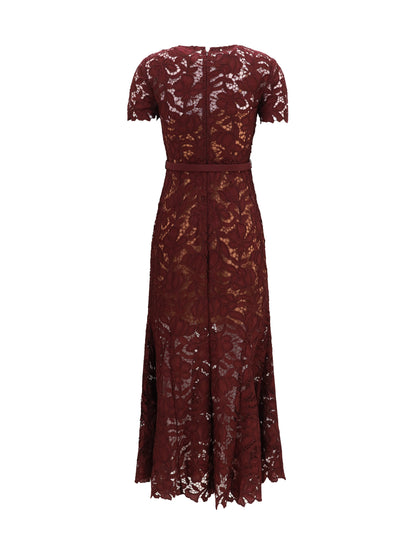 Self-Portrait Midi lace Dress - Burgundy