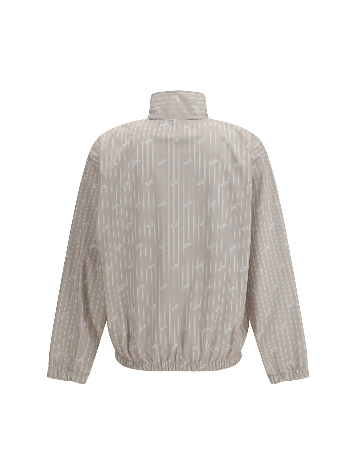GCDS Pinstriped Track Jacket with all-over logo - Sandshell/Bone