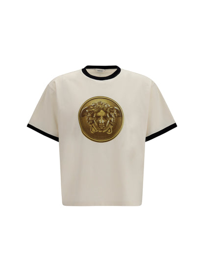 Versace Cotton Jersey T-shirt With Poplin Balloo - Dirty White