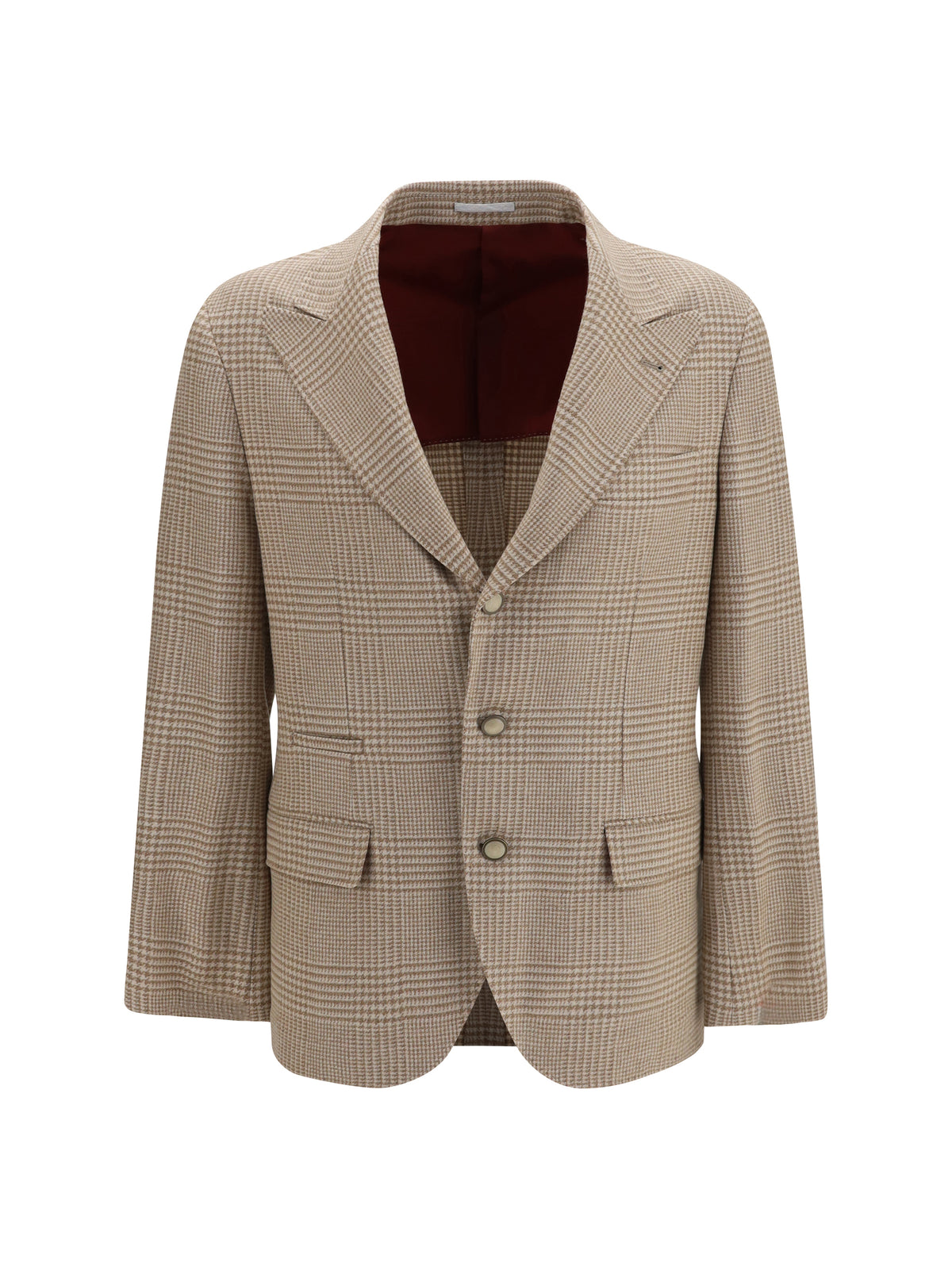 Brunello Cucinelli Single breasted checked Blazer - Camel
