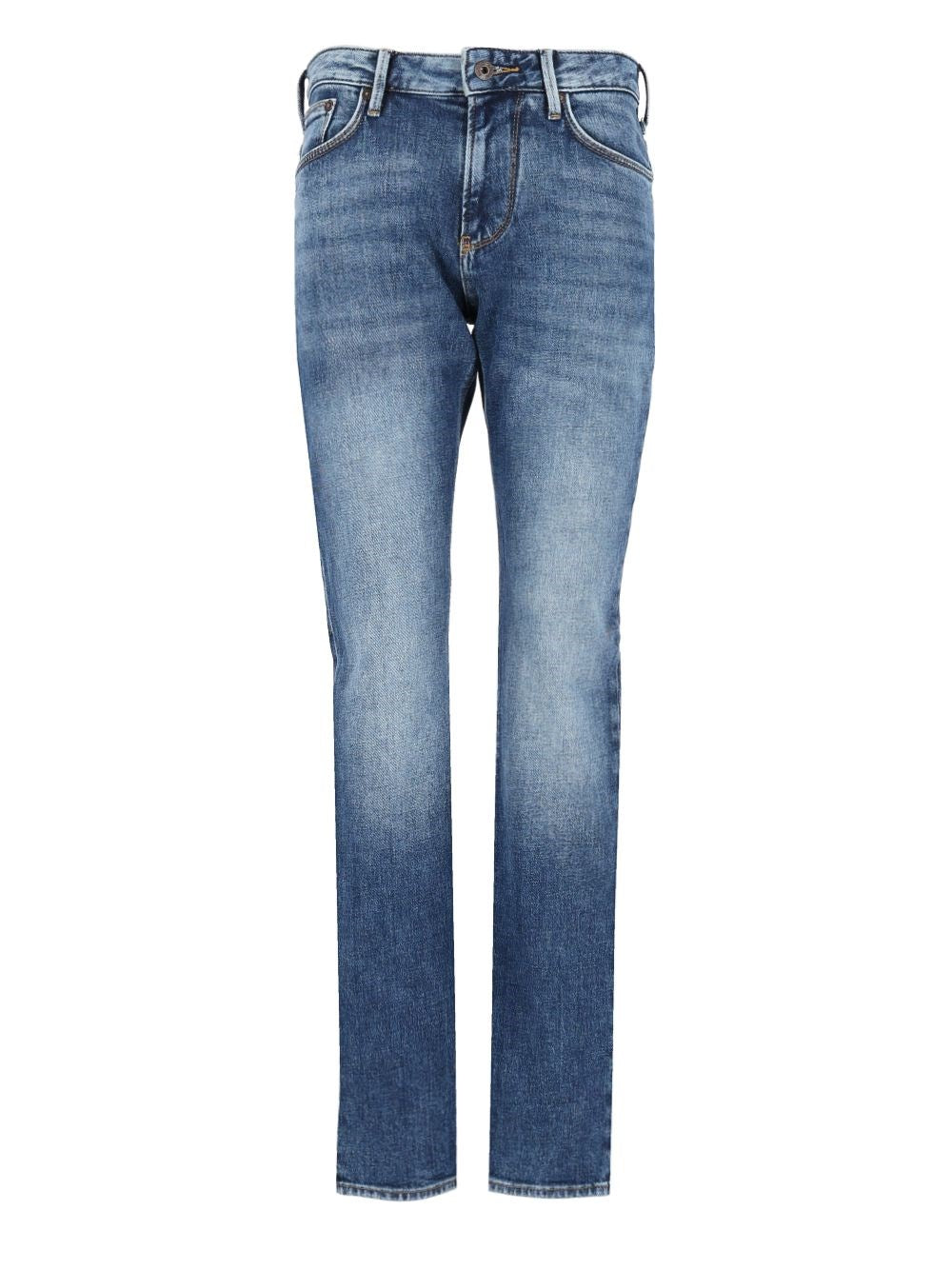 Emporio Armani Regular Fit Five Pocket Jeans In Stretch Denim - Blue