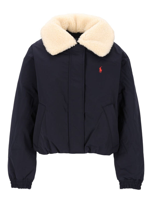 Polo Ralph Lauren Padded Jacket With Fleece Collar - Blue