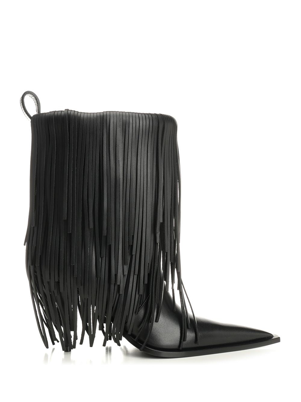 Balenciaga Avenue Fringe Ankle Boots - Black