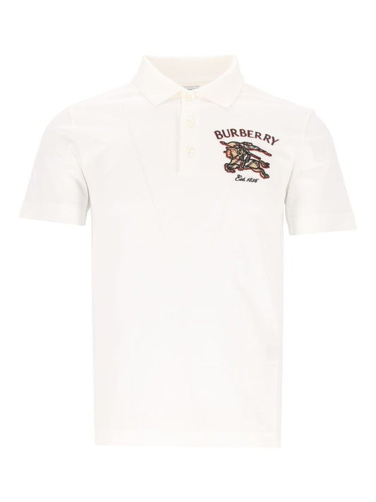 Burberry Cotton Polo Shirt With Knight Check - White
