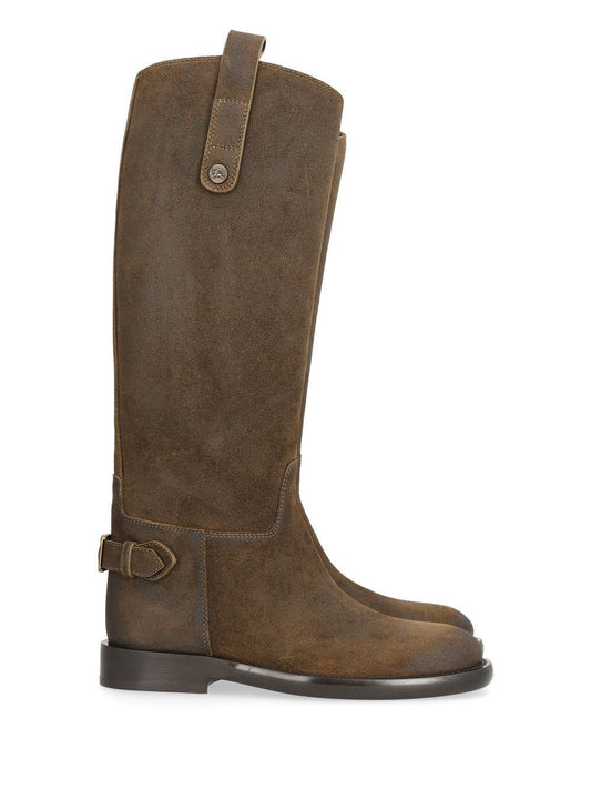 Burberry Suede Cavalier Boots - Brown