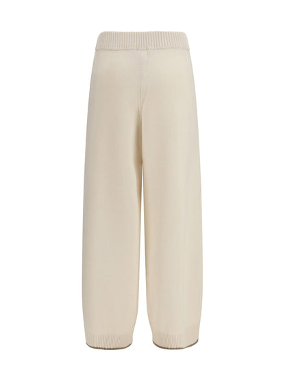 Brunello Cucinelli Cashmere Trousers - English White+Brown