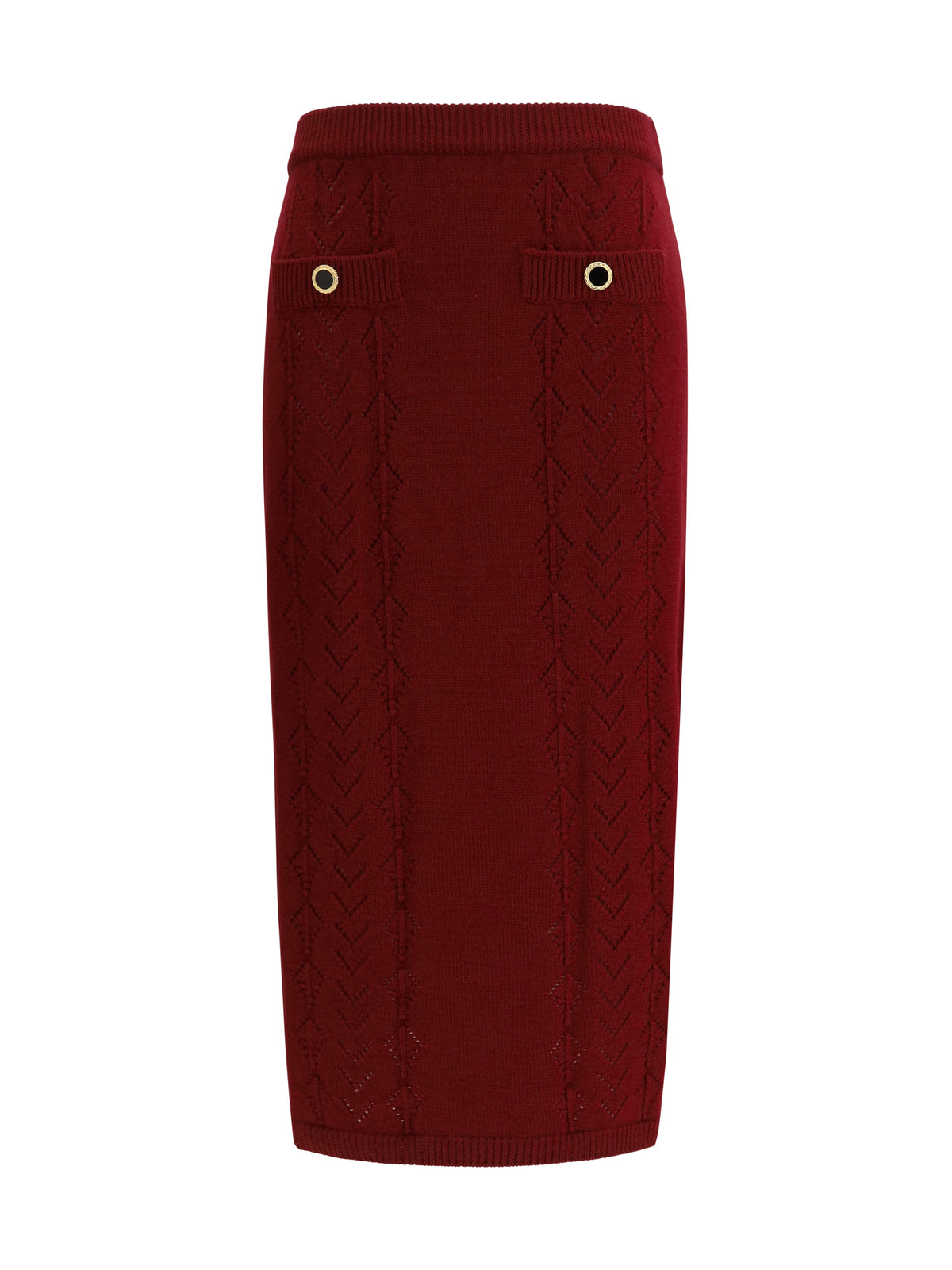 Alessandra Rich Merino wool midi Skirt - Burgundy