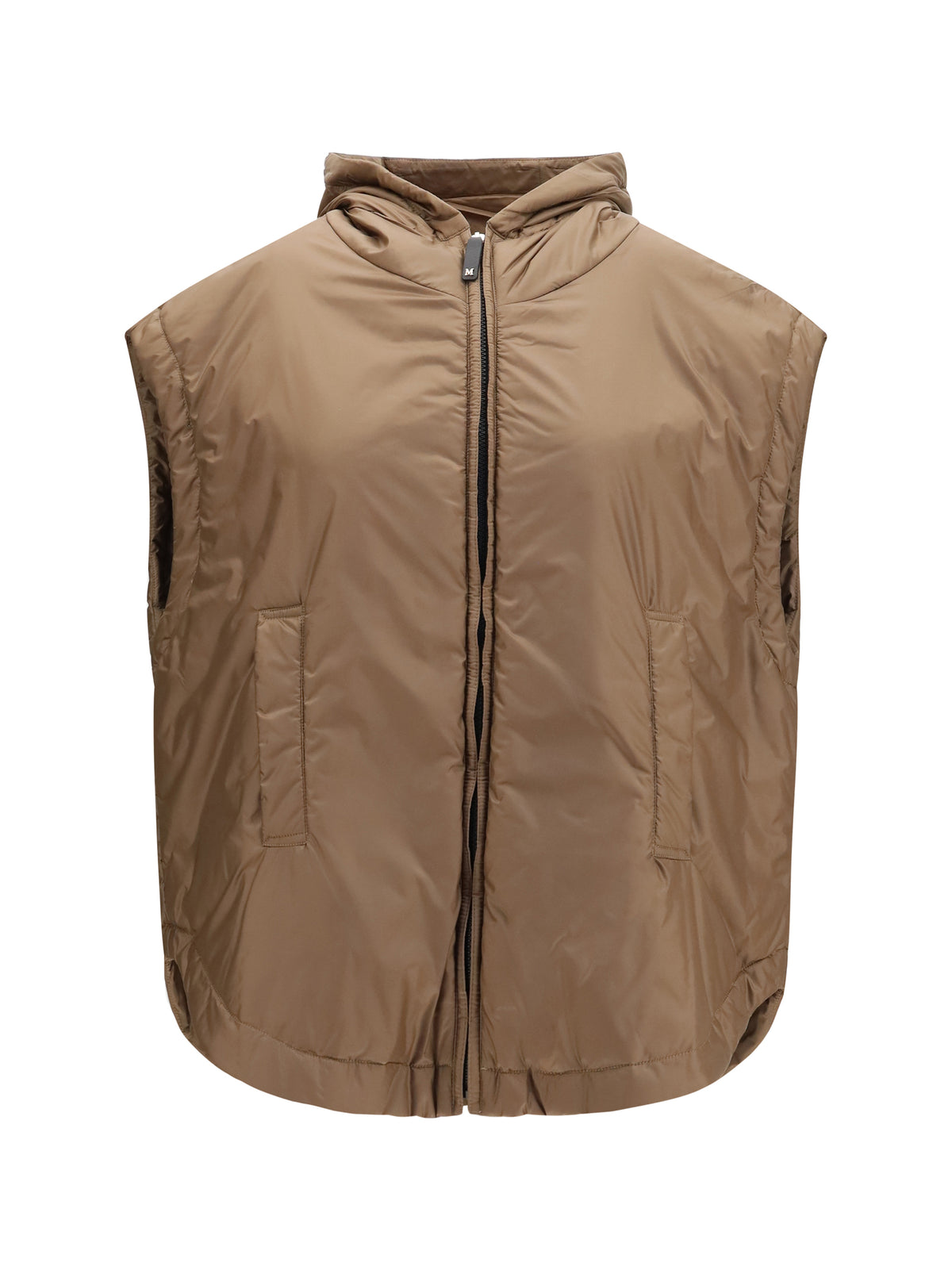Max Mara The Cube Hooded padded Vest in water repellent canvas - Dark Gold