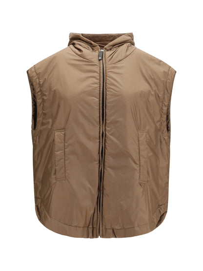 Max Mara The Cube Hooded padded Vest in water repellent canvas - Dark Gold