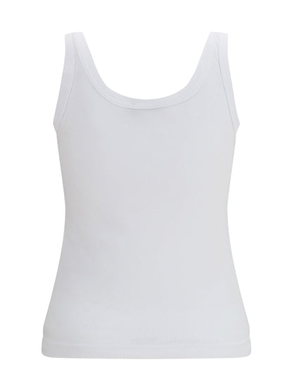 Dolce & Gabbana Ribbed Logo Tank Top - White Ottico