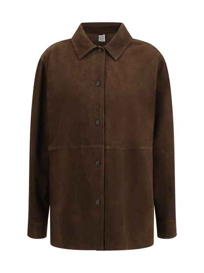 Toteme Suede Shirt Jacket - Bark