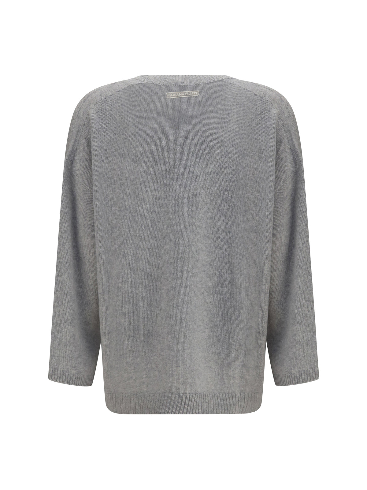 Fabiana Filippi Cashmere Cardigan with V-neck and knot button - Granito
