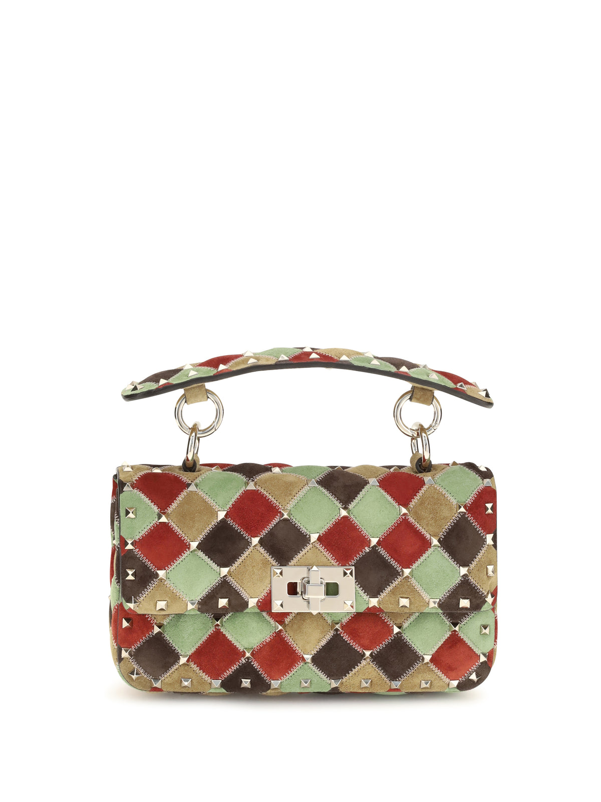 Valentino Small Rockstud Spike Shoulder Bag - Hav.Beige-E.Brown-Clear.Mint-Russet Red