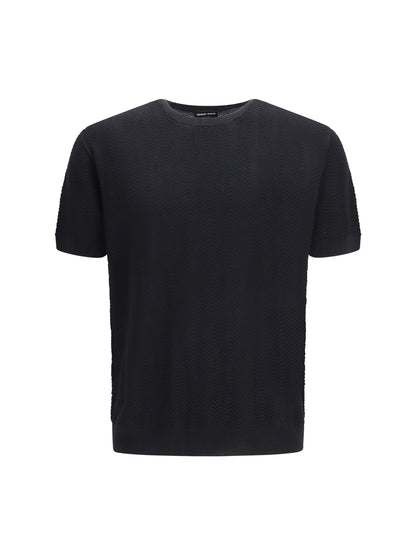 GIORGIO ARMANI Short-sleeved cotton and silk Sweater