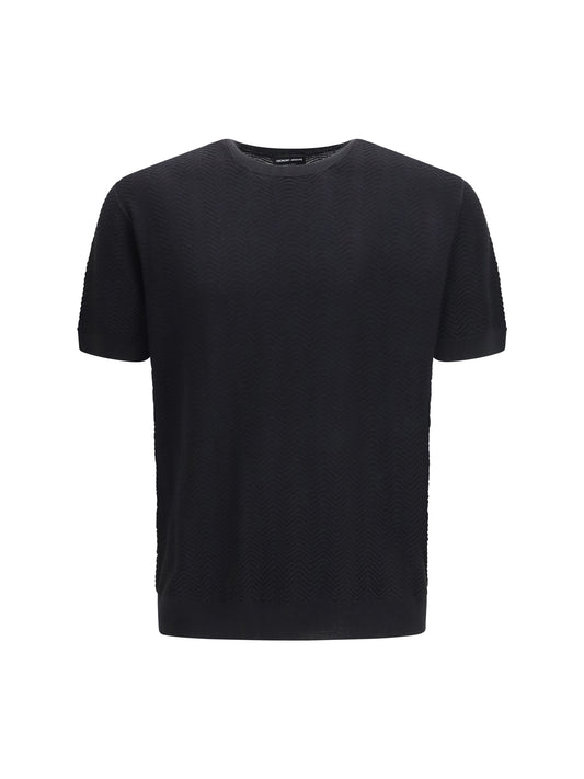 GIORGIO ARMANI Short-sleeved cotton and silk Sweater
