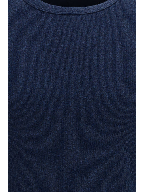 Brunello Cucinelli Denim-effect ribbed cotton jersey T-shirt - Navy