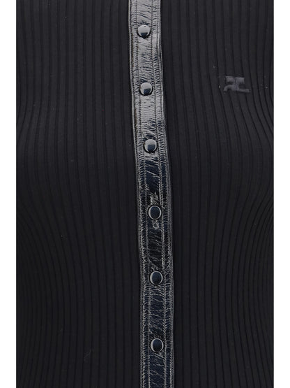 Courrèges Vinyl and knit Cardigan - Black