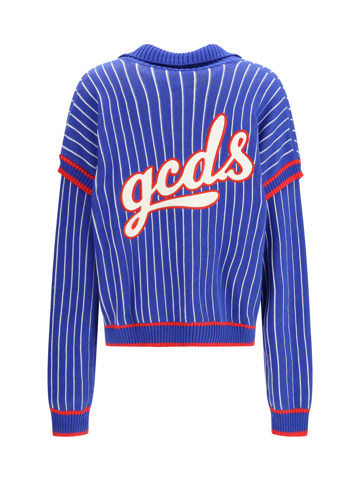 GCDS Pinstripe Cardigan - Royal Blue/Red
