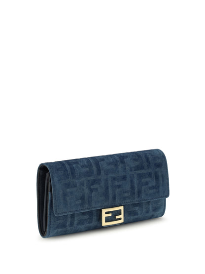 FENDI FF denim Clutch Bag