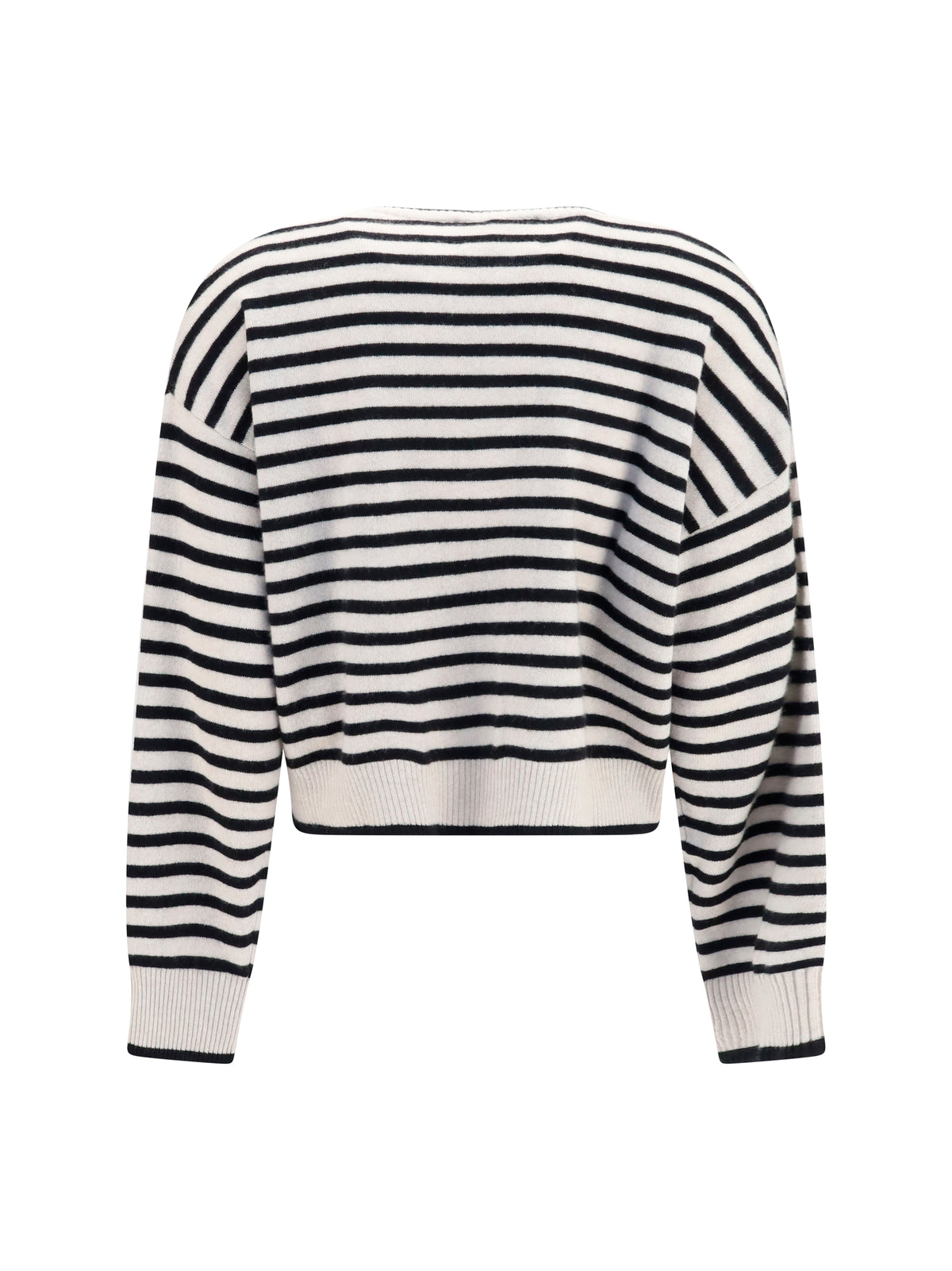 Lisa Yang Marit Striped Cardigan - Oyster/Black Stripes