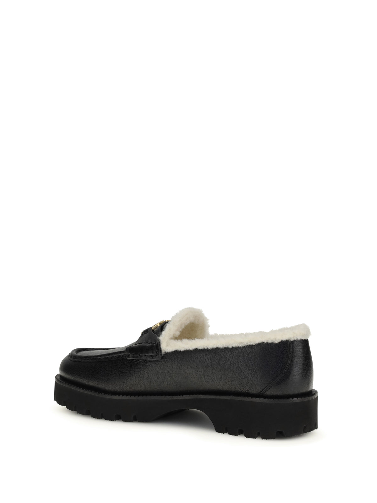 Valentino Garavani Vlogo fur Loafers - Black/White