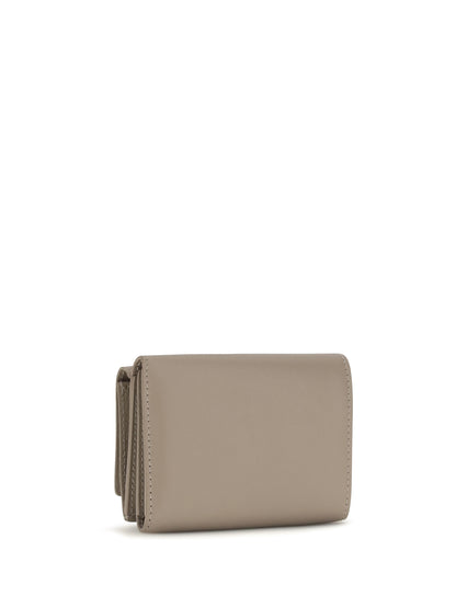 Fendi FF mini trifold leather Wallet - Tortora