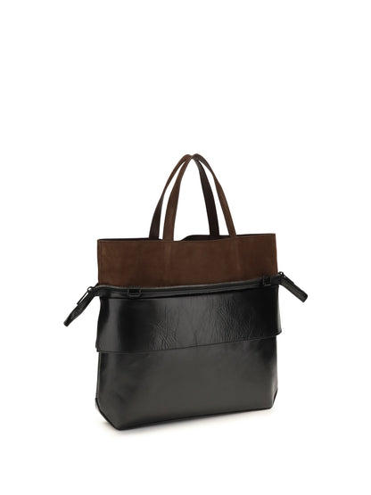 Loewe Small Switch Tote Bag in calfskin - Black/Espresso