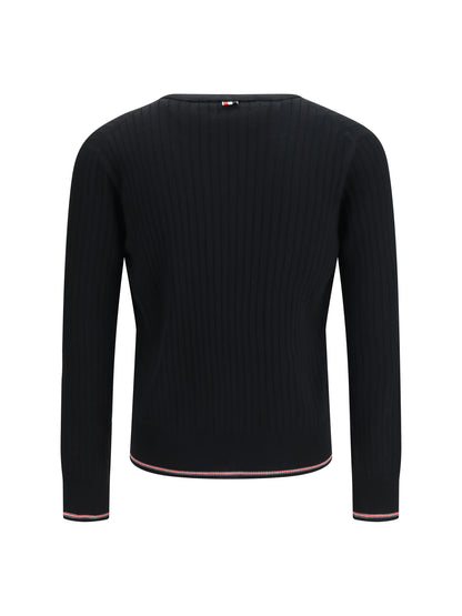 Thom Browne Ribbed merino wool Cardigan - Black