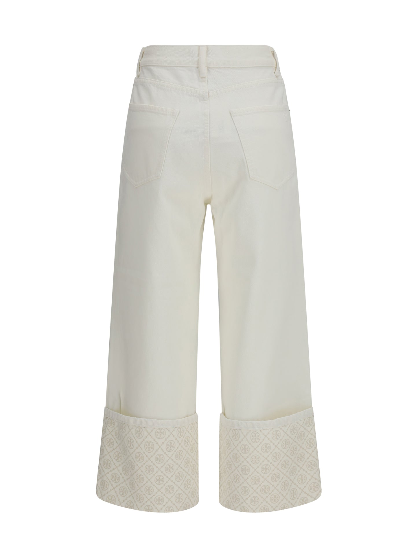 TORY BURCH T Monogram Contrast Cuff Straight-Leg Jeans